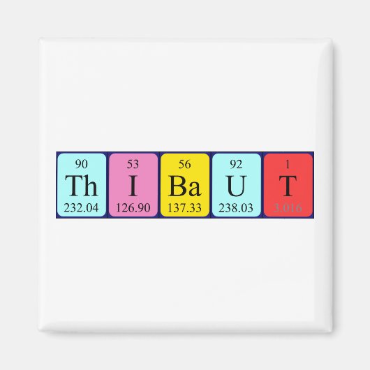 Aimant de nom de table périodique Thibaut (Devant)
