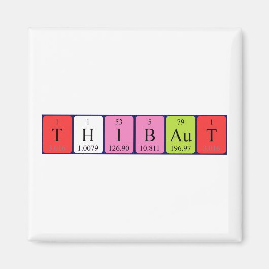 Aimant de nom de table périodique Thibaut (Devant)