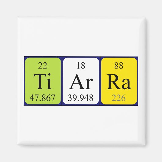 aimant de nom de table périodique Tiarra (Devant)