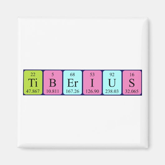 Aimant de nom de table périodique Tiberius (Devant)