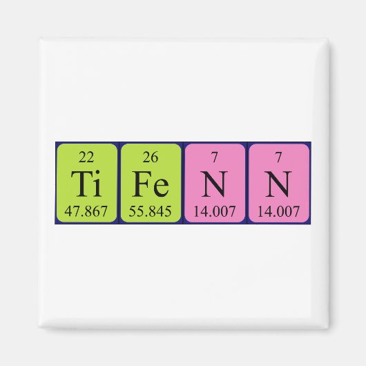 Aimant de nom de table périodique Tifenn (Devant)