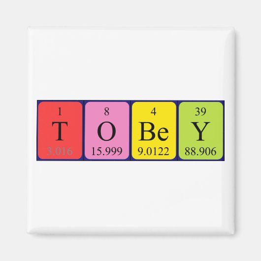 Aimant de nom de table périodique Tobey (Devant)