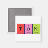 Aimant de nom de table périodique Toni (Recto/Verso)