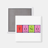 Aimant de nom de table périodique Tonio (Recto/Verso)