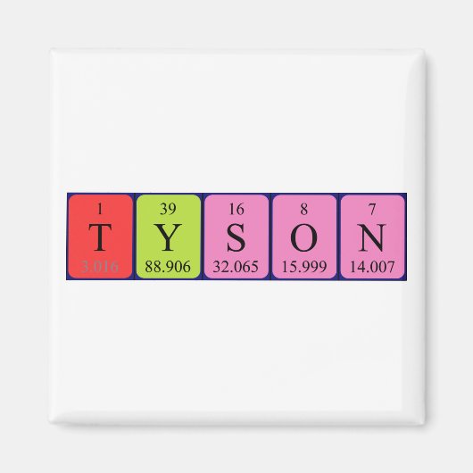 Aimant de nom de table périodique Tyson (Devant)