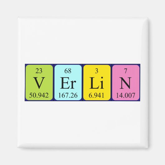 Aimant de nom de table périodique Verlin (Devant)
