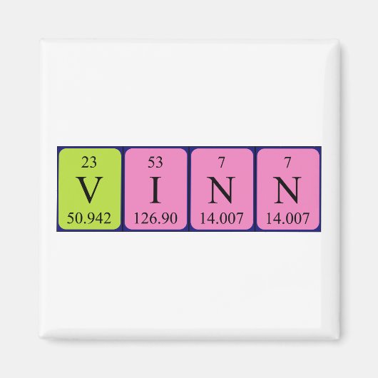 Aimant de nom de table périodique Vinn (Devant)