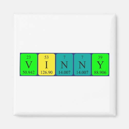 Aimant de nom de table périodique Vinny (Devant)
