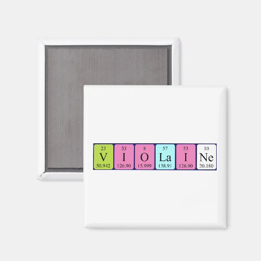 aimant de nom de table périodique violaine (Recto/Verso)