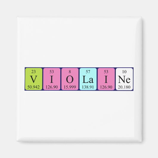 aimant de nom de table périodique violaine (Devant)