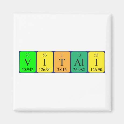 Aimant de nom de table périodique Vitali (Devant)