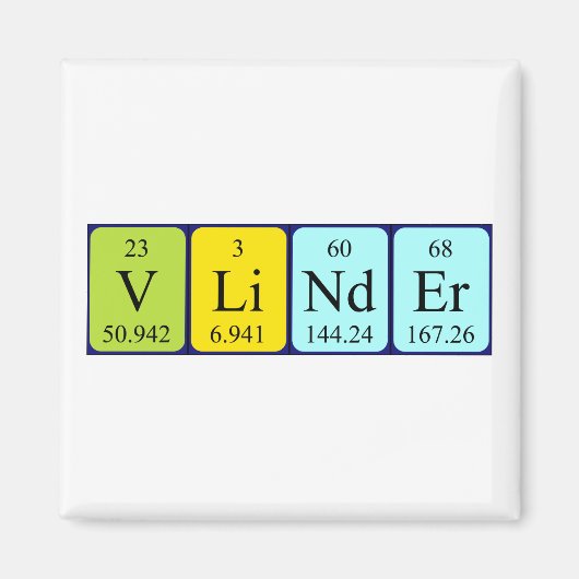 Aimant de nom de table périodique Vlinder (Devant)