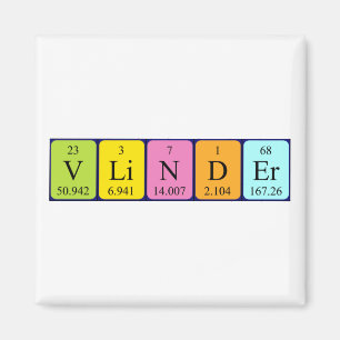 Aimant de nom de table périodique Vlinder