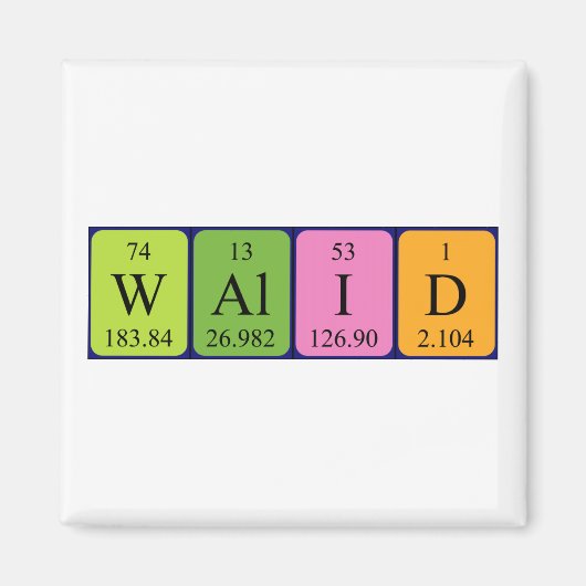 Aimant de nom de table périodique Walid (Devant)