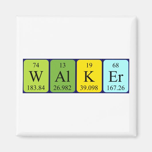 Aimant de nom de table périodique Walker (Devant)