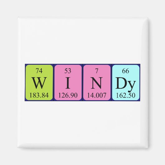 aimant de nom de table périodique Windy (Devant)