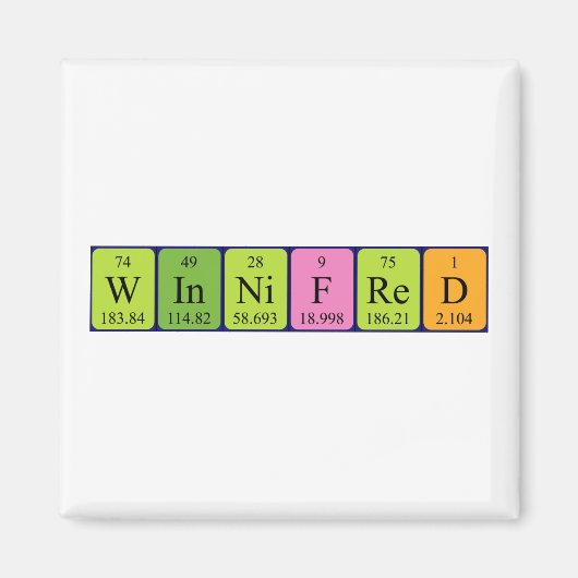 Aimant de nom de table périodique Winnifred (Devant)