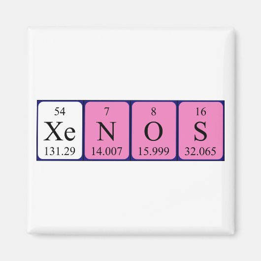 aimant de nom de table périodique Xenos (Devant)