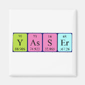 Aimant de nom de table périodique Yasser (Devant)
