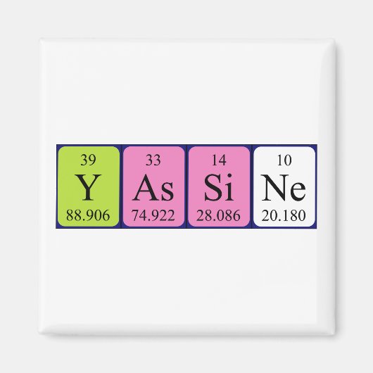 Aimant de nom de table périodique Yassine (Devant)