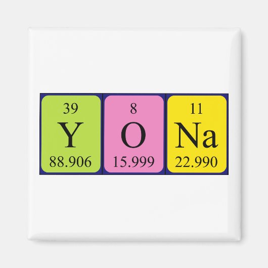 Aimant de nom de table périodique Yona (Devant)