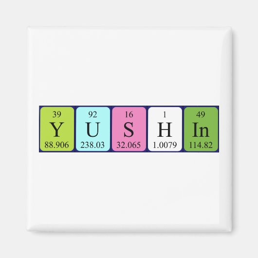 Aimant de nom de table périodique Yushin (Devant)