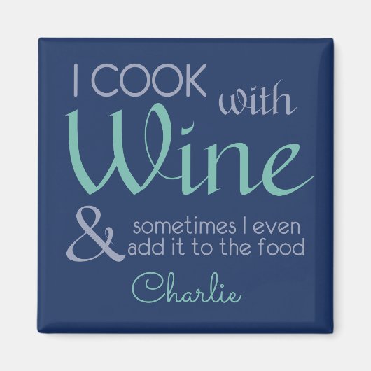 Aimant de nom personnalisé de citation de vin (Devant)