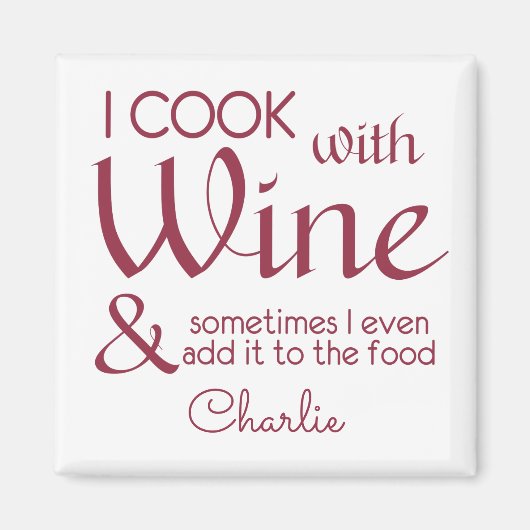 Aimant de nom personnalisé de citation de vin (Devant)