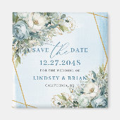 Aimant de notification de mariage Romantique Bleu (Devant)