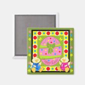 Aimant de Pâques mignon avec oeufs et poulets (Recto/Verso)