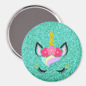 Aimant de Parties scintillant Turquoise Unicorne p (Recto/Verso)