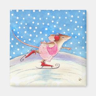 Aimant de patineur artistique de souris
