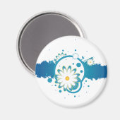 Aimant de peinture à fleurs bleues (Recto/Verso)
