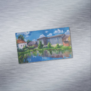 Aimant de peinture de lac de campagne panoramique