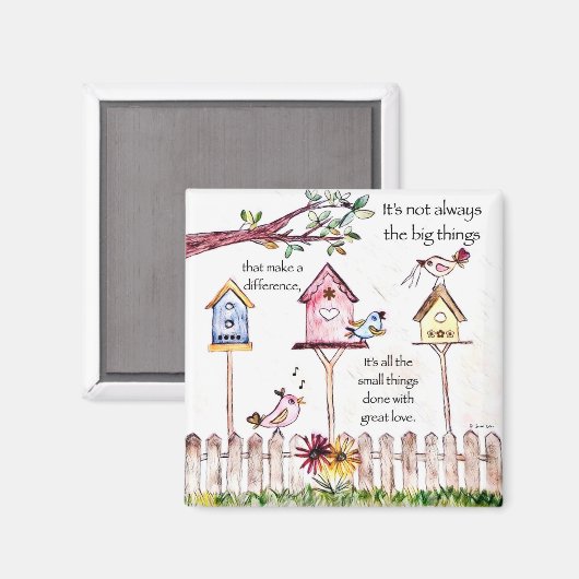 Aimant de peinture d'oiseaux (Recto/Verso)