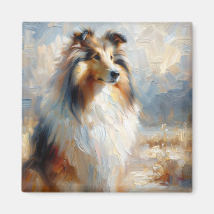 Aimant de peinture du regard loyal du chien Colley