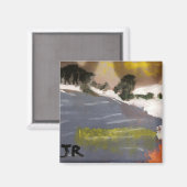 Aimant de peinture paysage de lac neigeux (Recto/Verso)