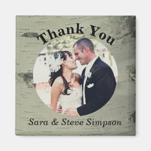 Aimant de photo de Merci de mariage en bois de