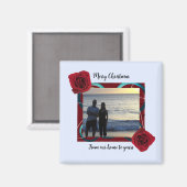 Aimant de photo de Noël Rose Rouge (Recto/Verso)