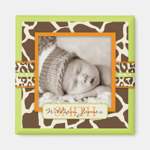 Aimant de photo de vert de garçon de safari