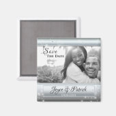 Aimant de photo Save The Date Silver Light Sparkle (Recto/Verso)