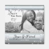 Aimant de photo Save The Date Silver Light Sparkle (Devant)