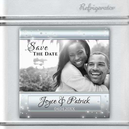 Aimant de photo Save The Date Silver Light Sparkle