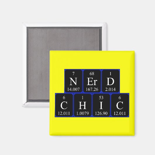 Aimant de phrase de table périodique NerdChic (Recto/Verso)