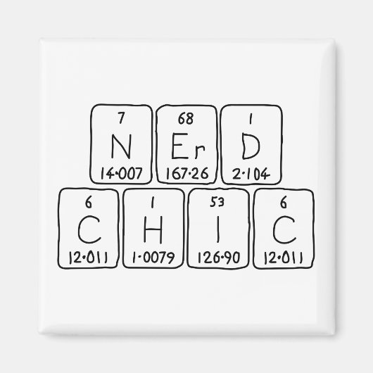 Aimant de phrase de table périodique NerdChic (Devant)