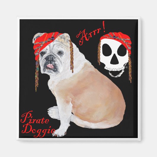 Aimant de pirate Bouledogue Anglais (Devant)
