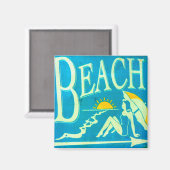 aimant de plage bleu (Recto/Verso)