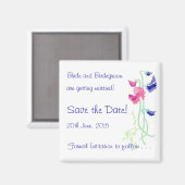 Aimant de pois doux rose et bleu 'Save the Date' (Recto/Verso)