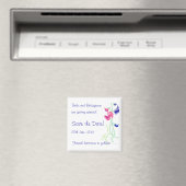 Aimant de pois doux rose et bleu 'Save the Date' (In Situ (Lave-vaisselle))