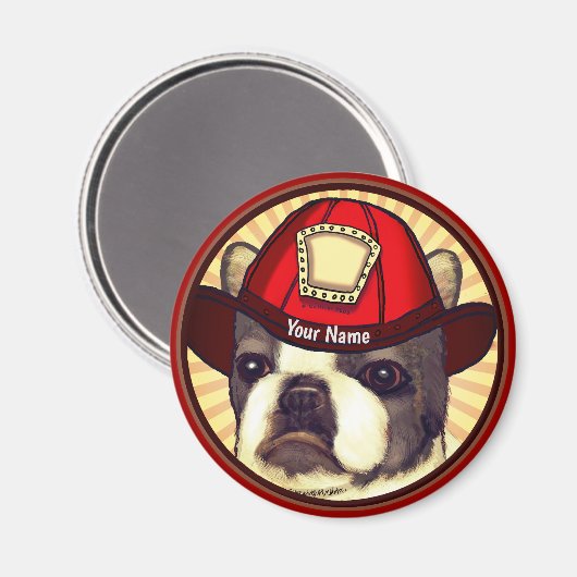 Aimant de pompier Boston Terrier (Recto/Verso)